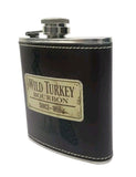 WILD TURKEY BOURBON HIP FLASK  6 Oz 170ml  BNIB BOXED MAN CAVE LEATHER