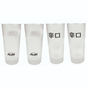 (Copy) ASAHI DRY 4 x Frosted Beer Glasses 420/300ml BNWOB  JAPAN MAN CAVE