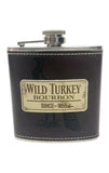 WILD TURKEY BOURBON HIP FLASK  6 Oz 170ml  BNIB BOXED MAN CAVE LEATHER