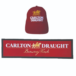 Carlton Draught Beet 1 x Bar Mat +  Embroidered Cap Adult/Adj' BNWOB MAN CAVE