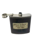 WILD TURKEY BOURBON HIP FLASK  6 Oz 170ml  BNIB BOXED MAN CAVE LEATHER