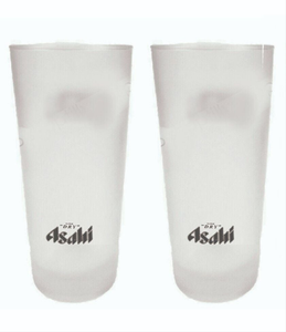 ASAHI DRY 2 x Frosted Beer Glasses 420/300ml BNWOB  JAPAN MAN CAVE