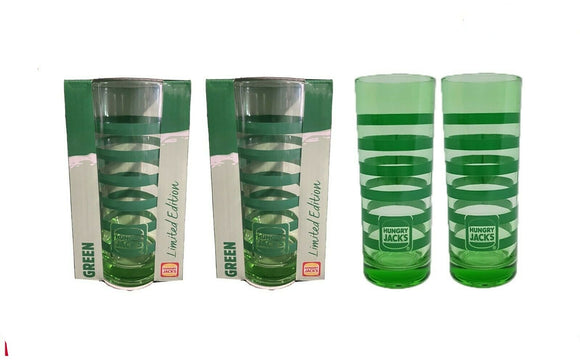 HUNGRY JACKS 2020 SUMMER GLASSES LTD EDITION 2 x GREEN GLASSES BOXED