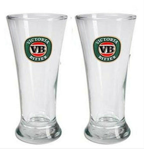 VB Victoria Bitter 2 x Beer Skol Middy Pot Glasses 300/285ml BNWOB MAN CAVE