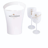 Moet & Chandon French Champagne Ice Bucket + 2 Plastic Champagne Glasses BNWOB