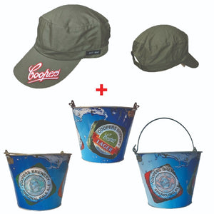 COOPERS Ice Bucket + Sparkling Lager Commando Cap Unisex BNWOT MAN CAVE BRA BAR