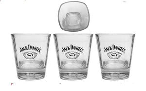 JACK DANIELS WHISKEY No.7 -3 x EMBOSSED BASED TUMBLER GLASSES BNWOB MAN CAVE USA