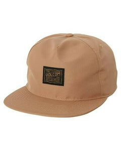 Volcom Road Test Snapback Cap Polyester Brown Dull Gold Adjustable Adult BNWT