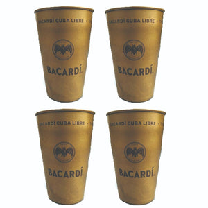 BACARDI White Rum 4 Gold Alloy Stackable Cups 400ml MAN CAVE BRA BAR MOJITO