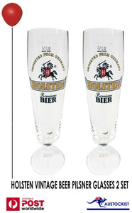 Holsten Premium 2 Vintage Pilsner Beer Glasses 1960's 300ml Mint German MAN Cave