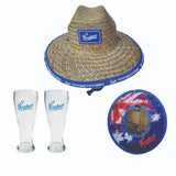 COOPERS Session Ale 2 x Schooner Beer Glasses 480ml + Straw Hat BNWOB MAN CAVE