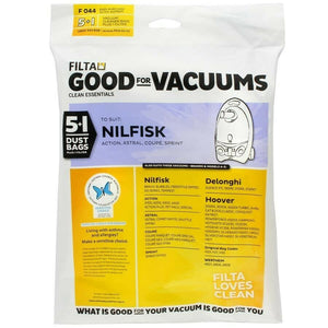 Filta Nilfisk Sprint Vacuum Bags x 5 + 1 x Filter Hoover Nilfisk Delonghi BNIB