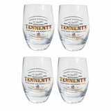 Tennent's Whisky Oak Beer  4 x Beer Glasses 300ml Gold Leaf Man Cave Scotland