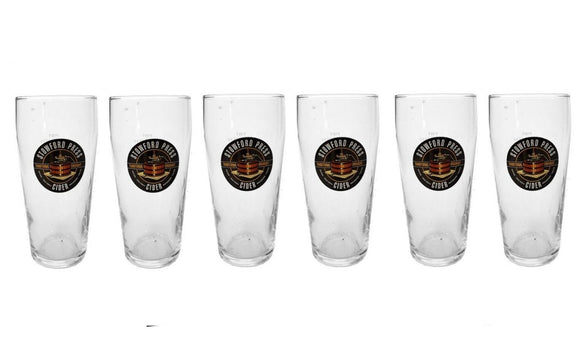 STOWFORD PRESS CIDER 6 x 1/2 PINT GLASSES 300ml BNWOB  UK MAN CAVE HERTFORDSHIRE