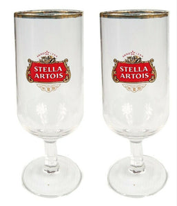 Stella Artois 2 x Stemmed Beer Glasses 300ml Vintage 1960's  MAN CAVE BELGIUM