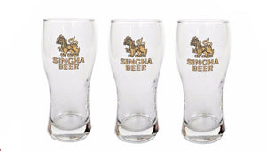 Singha 3 x BEER GLASSES 300ml BNWOB  MAN CAVE RARE Thailand Party