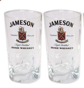 JAMESON Irish Whiskey 2 Pinched Tumbler Glasses Square based 220ml BNWOB MANCAVE