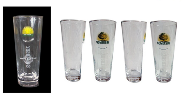 Somersby English Cider 4 500ml Conical Flat Faced Glasses BNWOT MAN CAVE BRA BAR