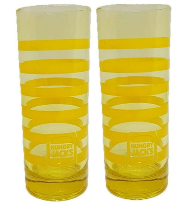 HUNGRY JACKS 2020 SUMMER GLASSES LTD EDITION 2 x YELLOW GLASSES BNWOB