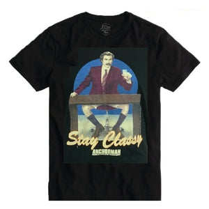 ANCHORMAN - Stay Classy Ron Burgandy Printed T-shirt BNWT Medium -Official Merch