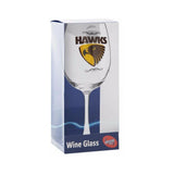 AFL Hawthorn Hawks 470ml Wine Glass Licensed with emblem BNWT Aussie Rules Party