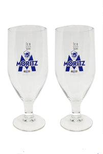 MORITZ BARCELONA  2 x BEER TULIP GLASSES (400/300ml) BNWOB MAN CAVE SPAIN